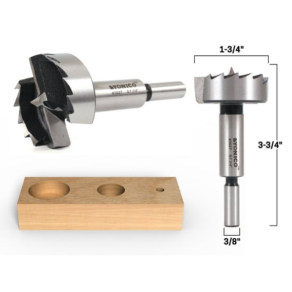 Yonico 1-3/4" Diameter Steel Forstner Drill Bit - 3/8" Shank - 43027S