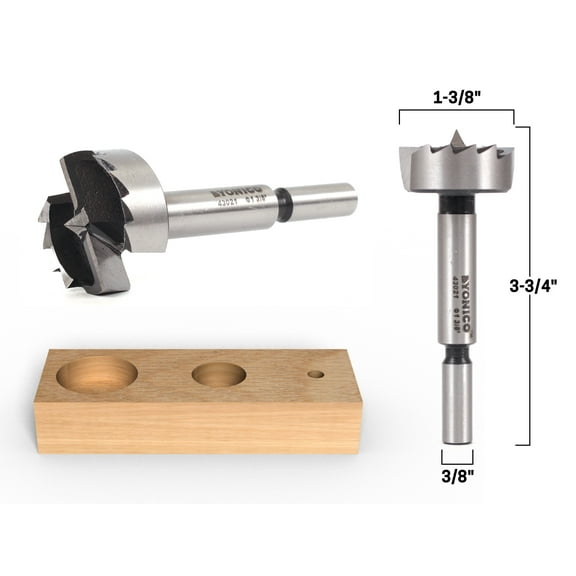 Yonico 1-3/8" Diameter Steel Forstner Drill Bit - 3/8" Shank - 43021S