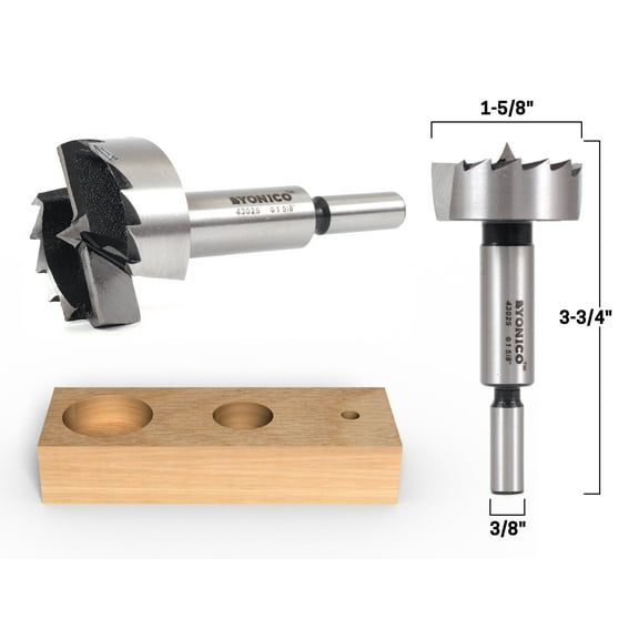 Yonico 1-5/8" Diameter Steel Forstner Drill Bit - 3/8" Shank - 43025S