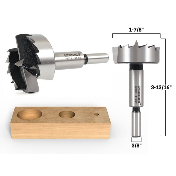 Yonico 1-7/8" Diameter Steel Forstner Drill Bit - 3/8" Shank - 43029S