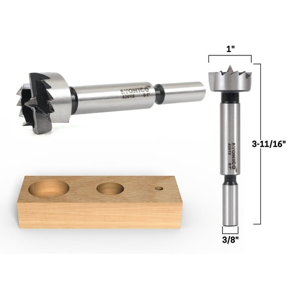 Yonico 1" Diameter Steel Forstner Drill Bit - 3/8" Shank - 43015S