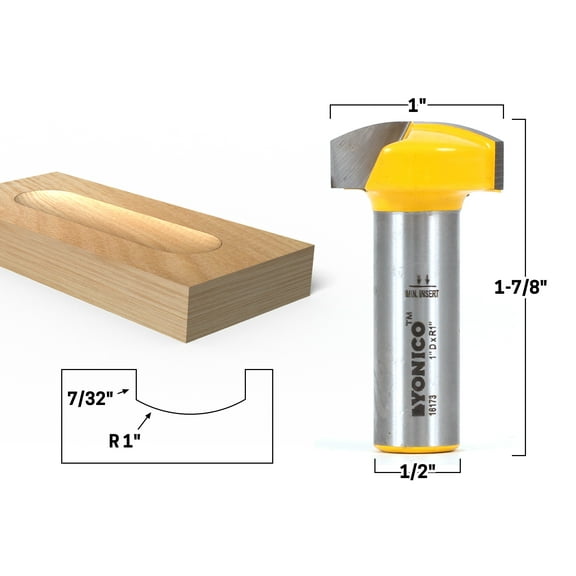 Yonico 1" Radius Horizontal Crown Router Bit - 1/2" Shank - 16173