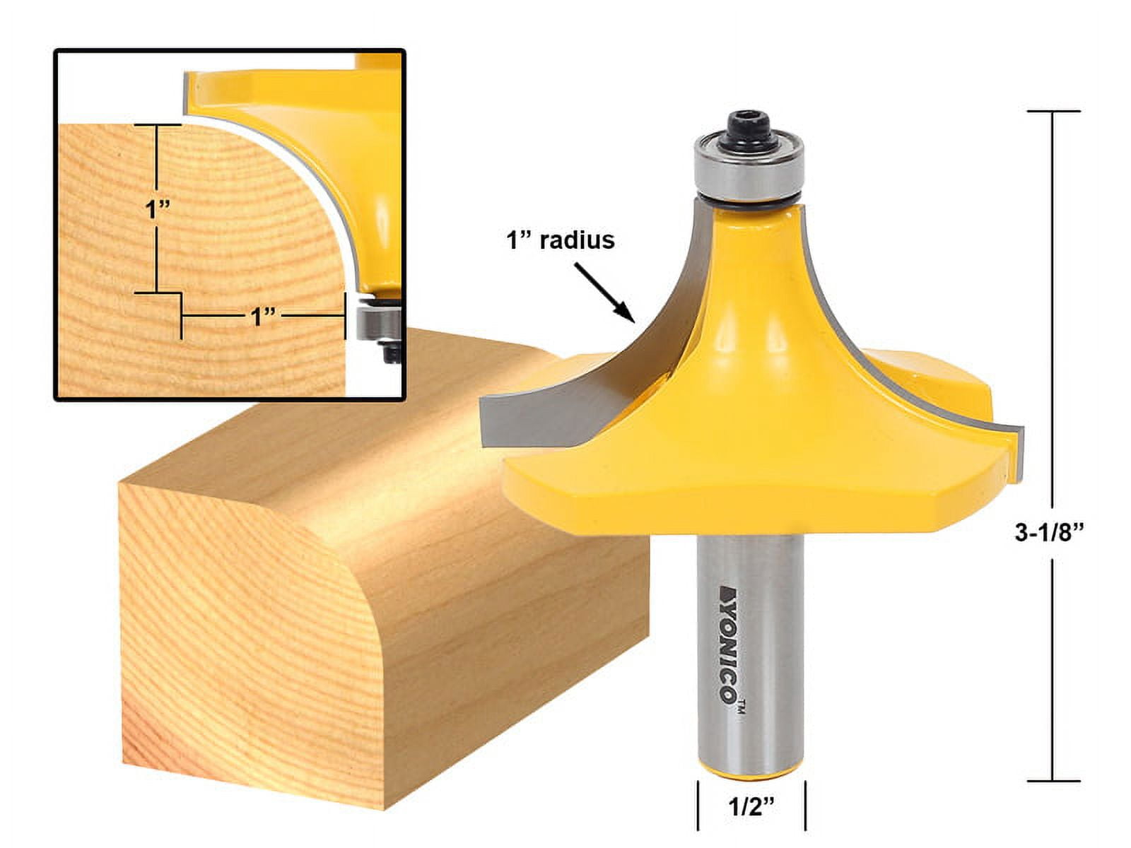 Yonico 1" Radius Round Over Edge Forming Router Bit - 1/2" Shank - 13169