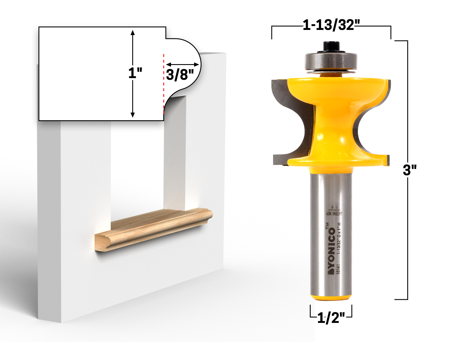 Yonico Door & Window Casing Router Bit 1/2" Shank 16123