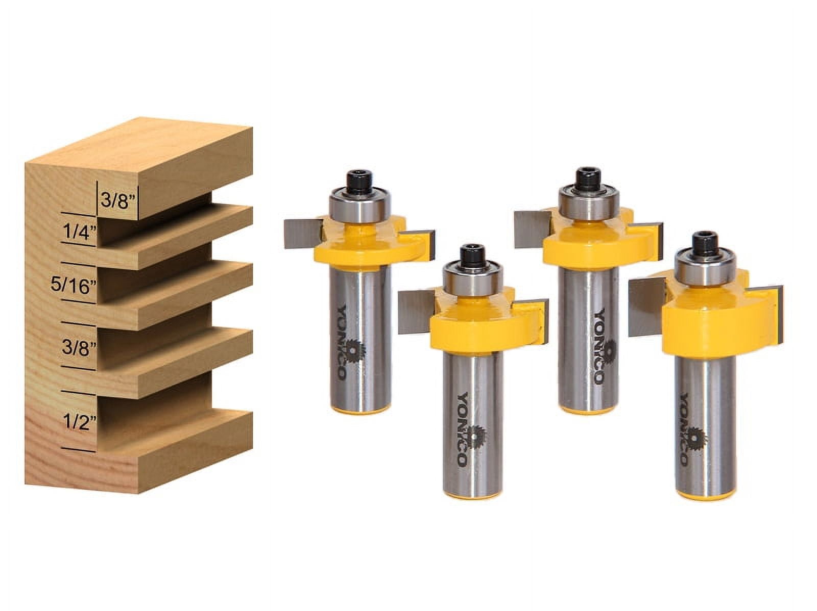 4 Cutter Router Bit Yonico 14481 4 Bit Slot Cutter Router Bit Set - 1/2