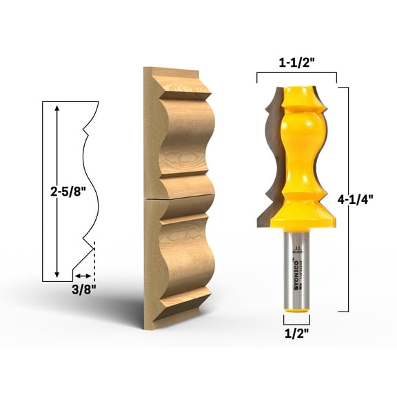 Yonico 2-5/8" Reversible Crown Molding Router Bit - 1/2" Shank - 16154