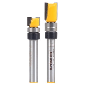Yonico 2 Bit 3/8" Diameter Flush Trim Template Router Bit Set - 1/4" Shank - 14221q