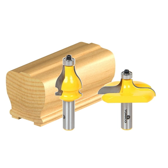 Yonico 2 Bit Handrail Router Bit Set - Wavy/Bead - 1/2" Shank 18229