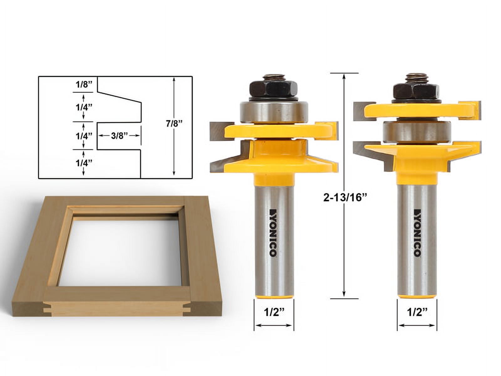 Yonico Rail & stile Router Bit Set- Matched 2 Bit LARGE Ogee - 12236 ...