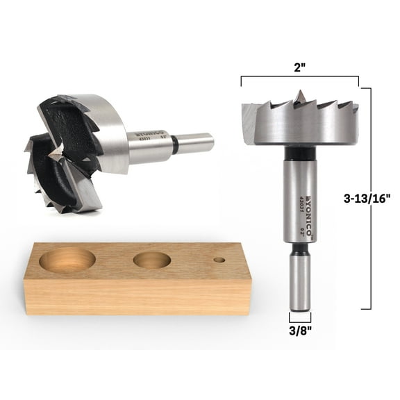 Yonico 2" Diameter Steel Forstner Drill Bit - 3/8" Shank - 43031S
