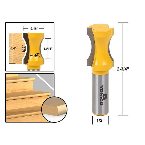 Yonico 23/32" Radius Convex Column/Face Molding Router Bit - 1/2" Shank - 13102