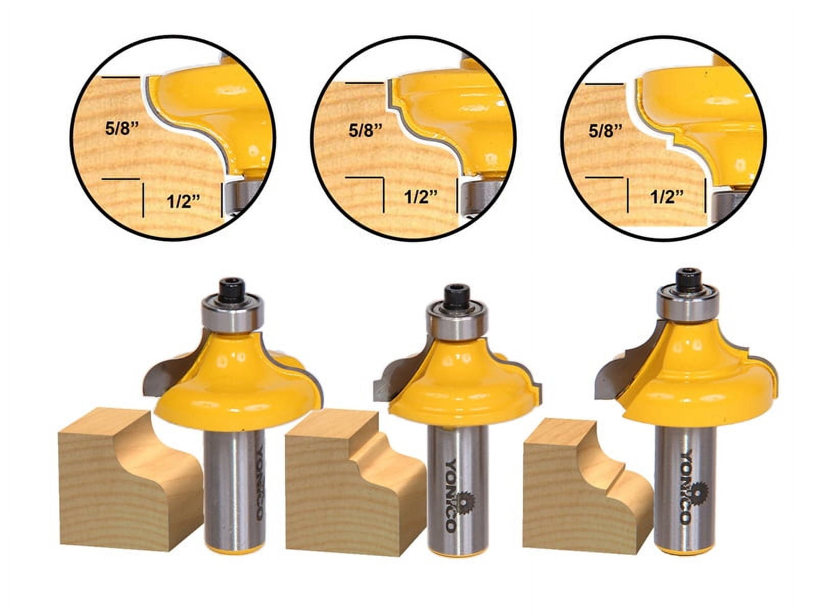 Yonico 3 Bit Edge Molding Router Bit Set - Ogee - 1/2" Shank - 13325