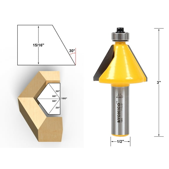 Yonico 30° Chamfer & Bevel Edging Router Bit - 1/2" Shank - 13914