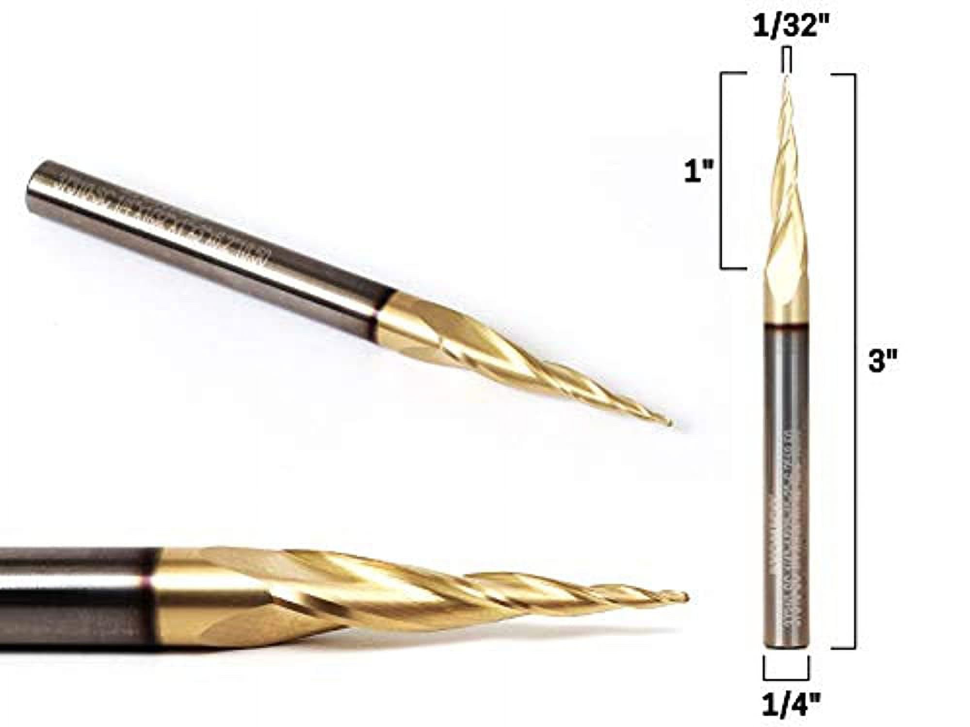 Yonico 37310-SC 1/32-Inch Tapered Ballnose Spiral ZRN Coated CNC Router Bit 1/4-Inch Shank