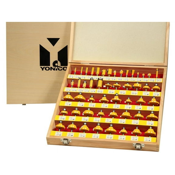 Yonico 50 Bits Professional Quality Router Bit Set C3 Carbide 1/4" Shank Yonico 17504