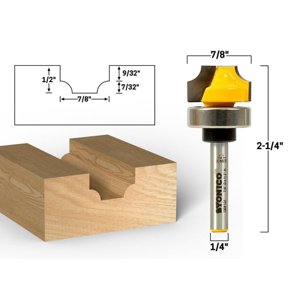 Yonico 7/32" Radius Round Over Groove Router Bit - 1/4" Shank - 13081qt