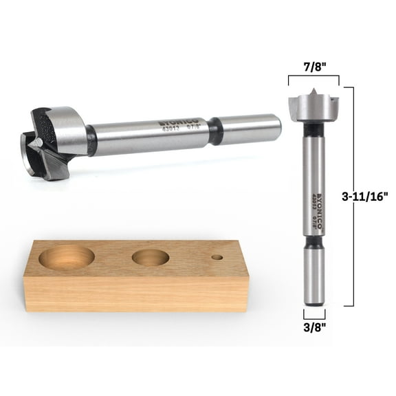 Yonico 7/8" Diameter Steel Forstner Drill Bit - 3/8" Shank - 43013S
