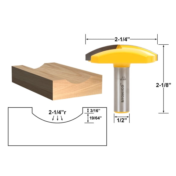 Yonico Bowl & Horizontal Crown Router Bit - 2-1/4" Radius - 1/2" Shank -16182
