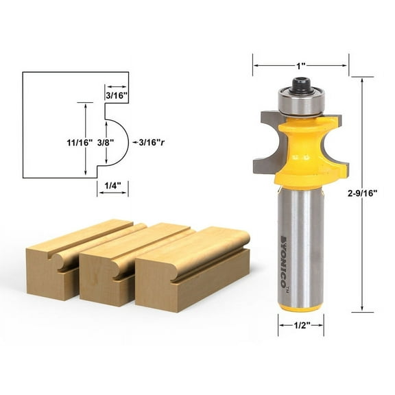 Yonico Bullnose Beading Router Bit 3/16"r - 3/8" bead - 1/2" Shank - 13192