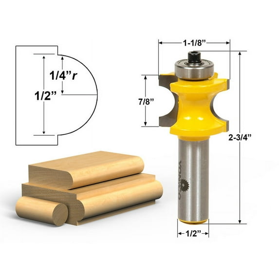Yonico Bullnose Router Bit 1/4"r - 1/2" Bead - 1/2" Shank - 13115