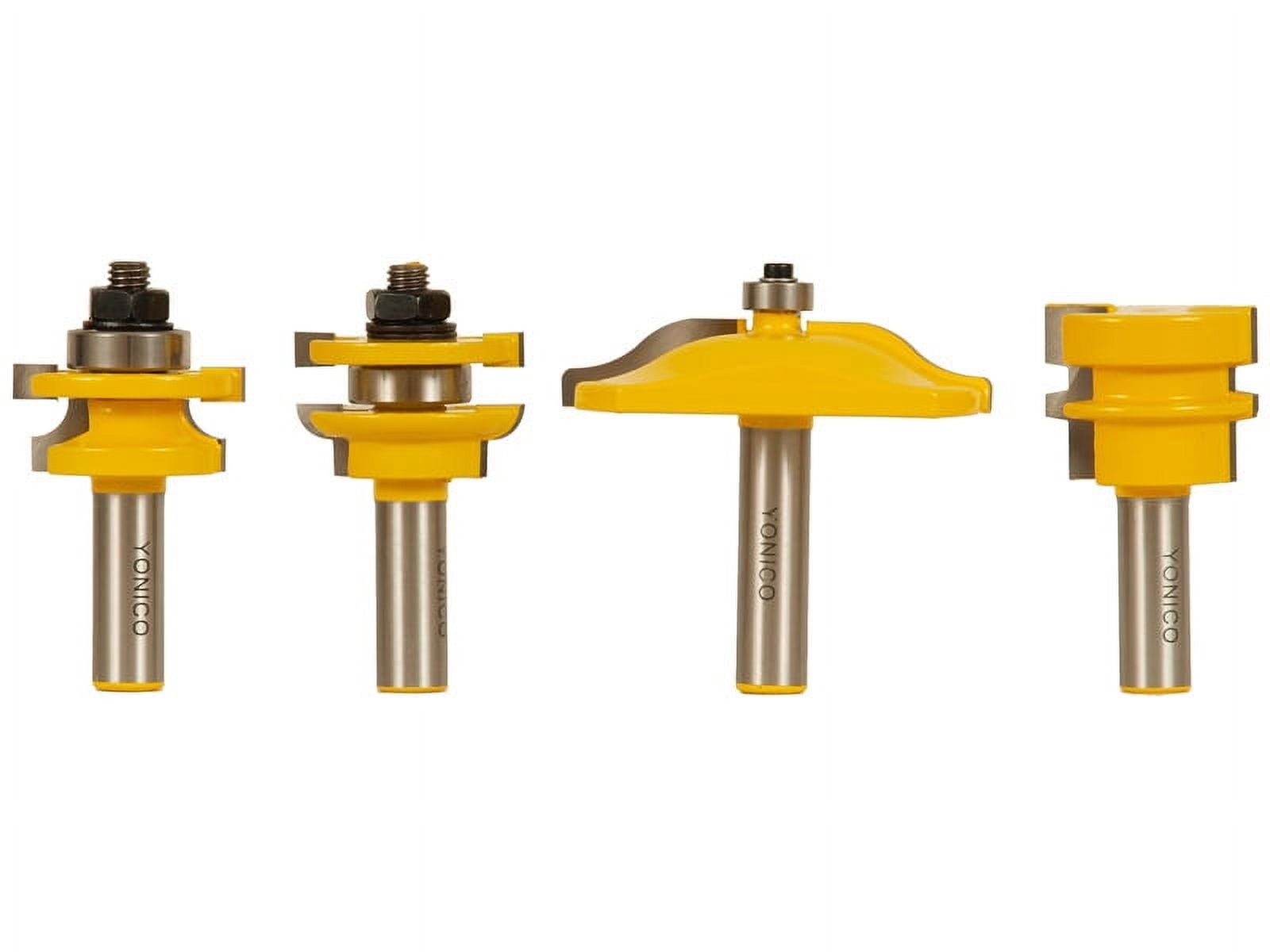 Yonico Cabinet Door Router 4 Bit Set - Rail & Stile Panel Raiser & Glue ...