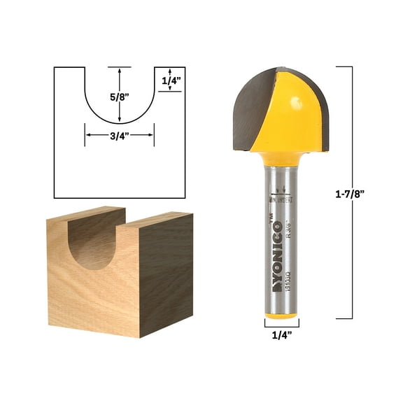 Yonico Core Box Router Bit - 3/8" Radius - 1/4" Shank - 19103q