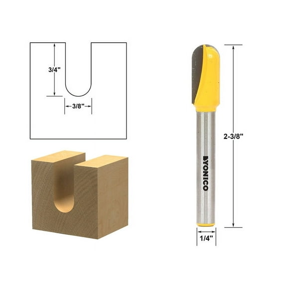 Yonico Core Box Router Bit - Long Reach - 3/8"W X 3/4"H - 1/4" Shank 14162q