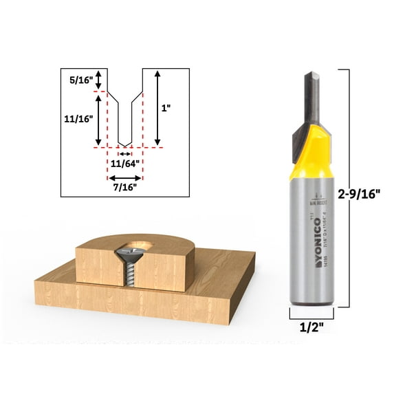 Yonico Counter Sink and Screw Slot Router Bit - 1/2" Shank - 14199