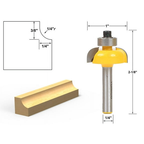 Yonico Cove Edging and Molding Router Bit - 1/4" Radius - 1/4" Shank - 13152q