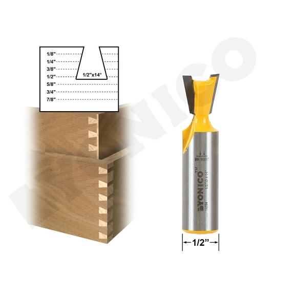 Yonico Dovetail Router Bit - 1/2" x 14° - 1/2" Shank - 14114
