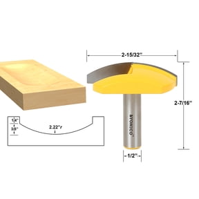 Yonico Medium Bowl Router Bit - 2.22" r - 2-15/32" Wide - 1/2" Shank - 16171