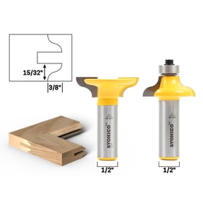Yonico Medium Ogee 2 Bit Matching Entry Door Profile Router Bit Set - 1/2" Shank - 12223