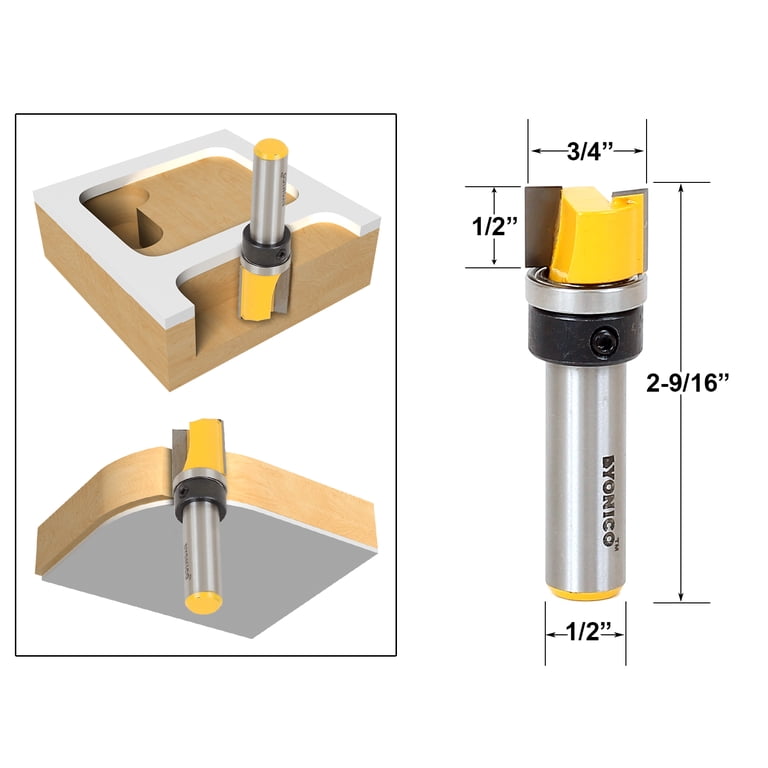 Yonico Top Bearing Slot Cutter Router Bit – 1/16" X 3/8" Slot, 1/2" Shank, C3 Carbide For Decking & Joinery (Model 14908)