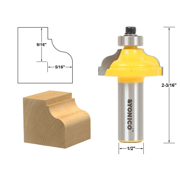 Yonico Ogee Fillet Edging and Molding Router Bit - Medium - 1/2" Shank - 13179