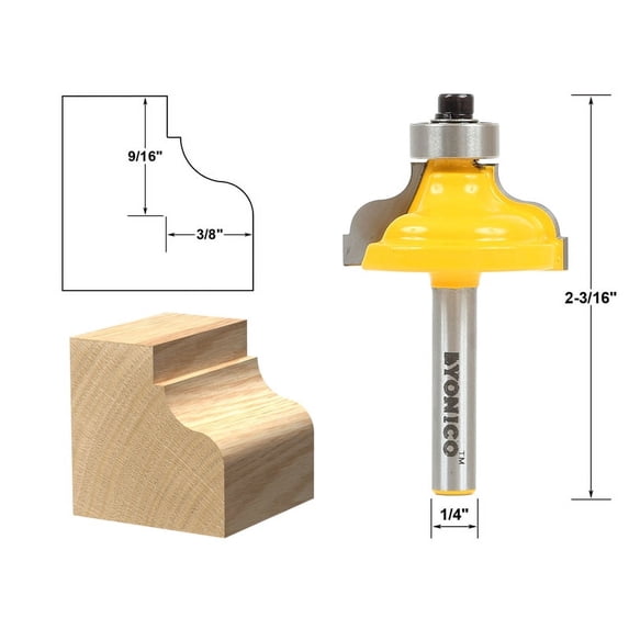 Yonico Ogee Fillet Edging and Molding Router Bit - Medium - 1/4