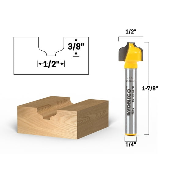 Yonico Ogee Groove Router Bit - 1/2" Diameter - 1/4" Shank 14976q