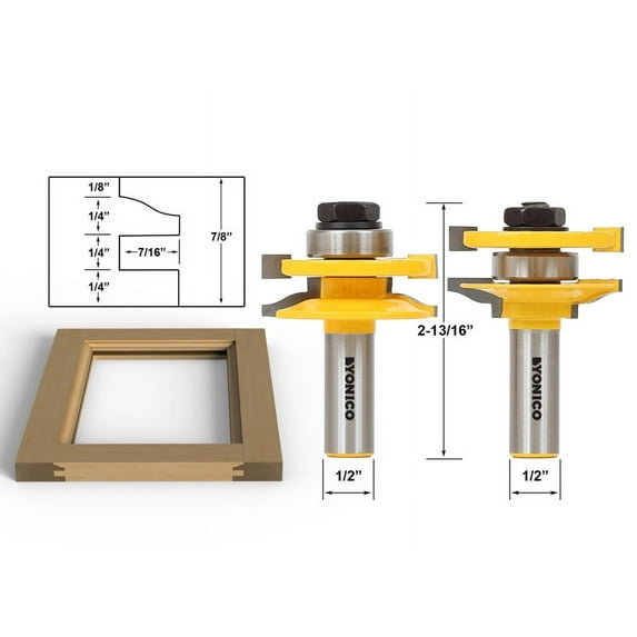 Yonico Rail & stile Router Bit Set- Matched 2 Bit LARGE Ogee - 12236