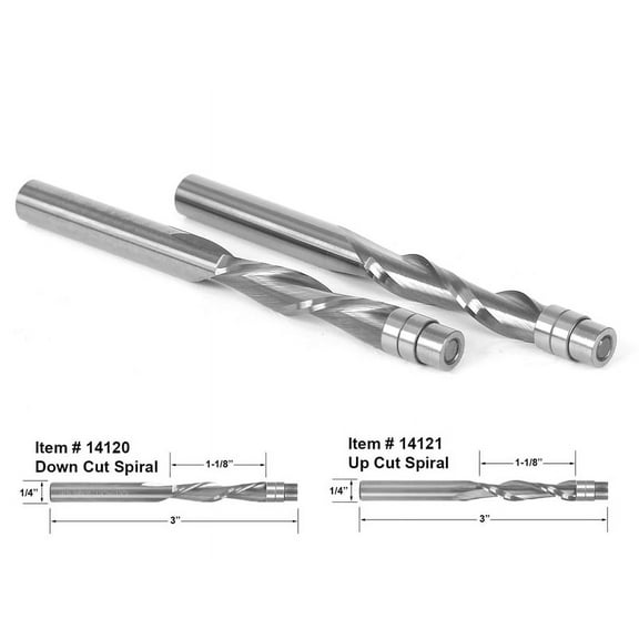 Yonico Solid Carbide Flush Trim Spiral 2Pc. Router Bit Set - 1/4" Shank - 14220