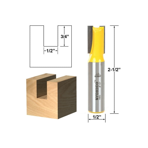 Yonico Straight/Dado Router Bit - 1/2"W x 3/4"H - 1/2" Shank - 14953