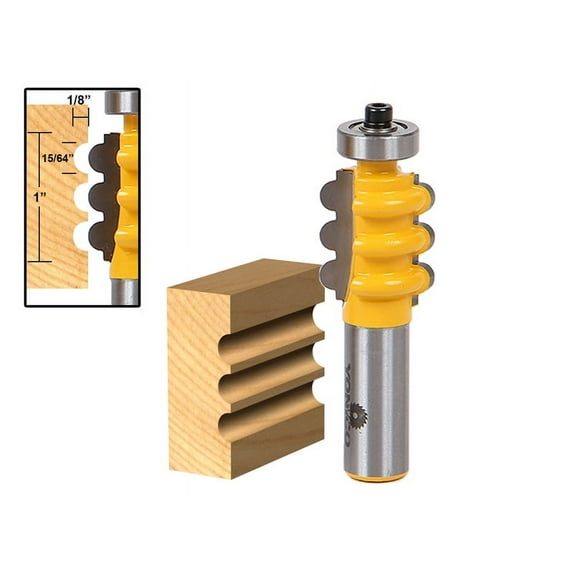 Yonico Triple Flute Column/Face Moulding Router Bit - Small - 1/2" Shank 16161