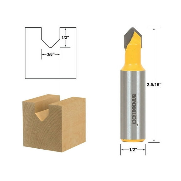 Yonico V Groove Sign Lettering Router Bit - 3/8" x 1/2" - 1/2" Shank - 14987