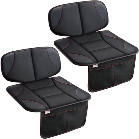 Yonktoo Anti-Slip, Thick Padding Baby Car Seat Protector with 2 Storage Pockets, Black -2 Pack