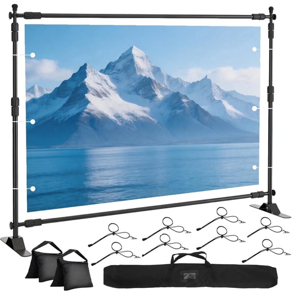 Mstge 10 x 8 Ft Heavy Duty Backdrop Banner Stand, Adjustable Photo Background Support Frame Kit, Backdrop Stand for Parties Birthday Party Baby Shower Wedding Decor (Black)
