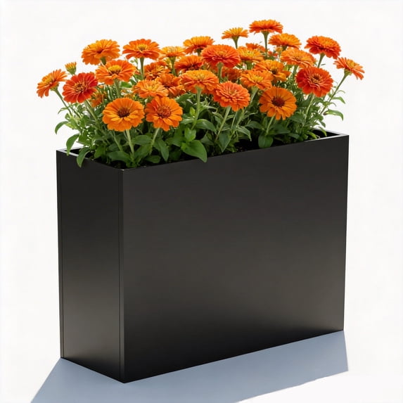 Yonopro 36" L x 12" W x 26" H Metal Planter Box, Large Rectangular Planter Box with Drainage Holes, Outdoor/Indoor Tall Planter Box for Balcony, Patio & Herbs,Black