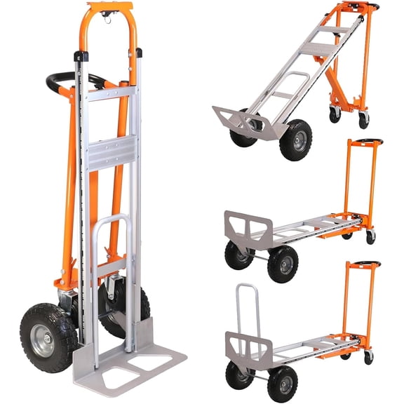 Yonopro  4 in 1 Convertible Hand Truck, Folding Hand Truck Dolly Cart with Solid Wheel, 1000LBS Heavy Duty Aluminum Hand Dolly for Logistics, Shopping, Home, Office Moving