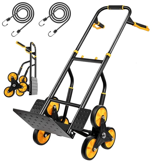 Yonopro Stair Climbing Cart, 770 Lbs Heavy-Duty Stair Climber Dolly, Folding Trolley Cart with Telescoping Handle, 6 Wheels and 2 Ropes for Home, Shopping,Warehouse