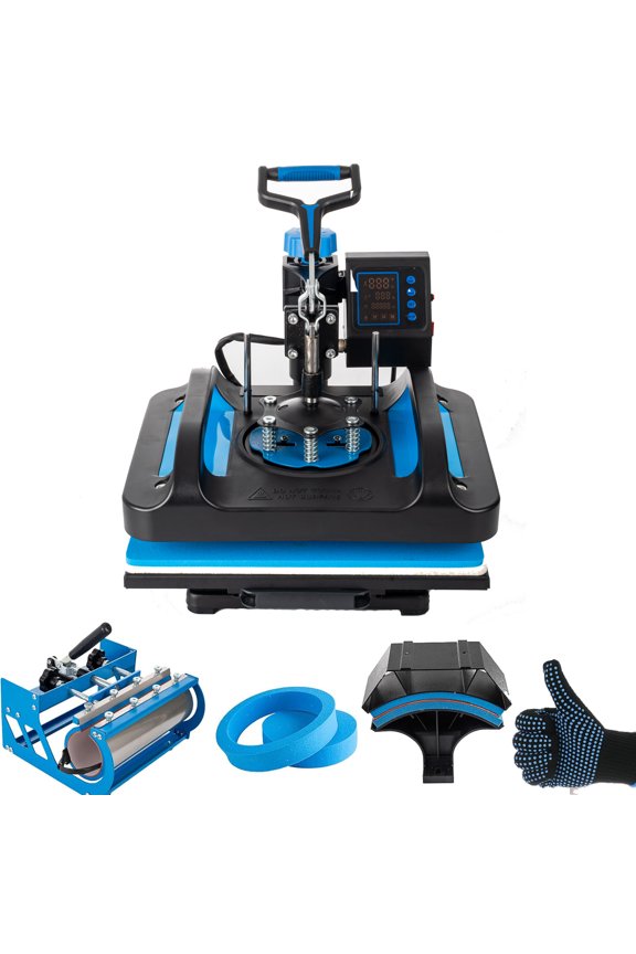 Upgraded 5 in 1 Heat Press Machine, 12x15 Inch 360 Swing Away Heat Transfer Machine, Digital Multifunctional Heat Press Machine with 30OZ Tumbler for T Shirts Hat Cap Mug Plate