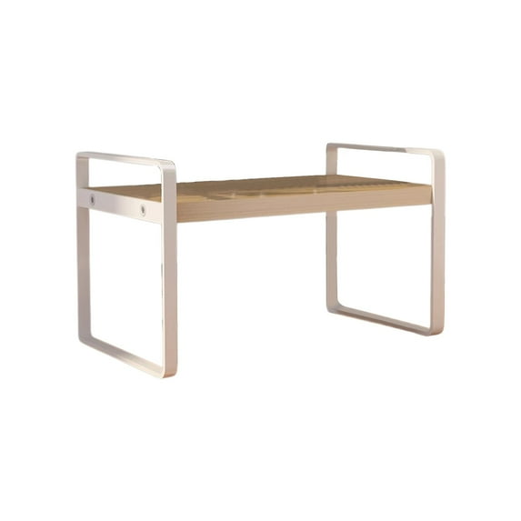 Yonrjhukm 2 Layer Desktop Storage Rack, Iron and Wooden Bookshelf, Desk Organizer, Sturdy Storage for Books and Small Items, Easy to Install and Maintain