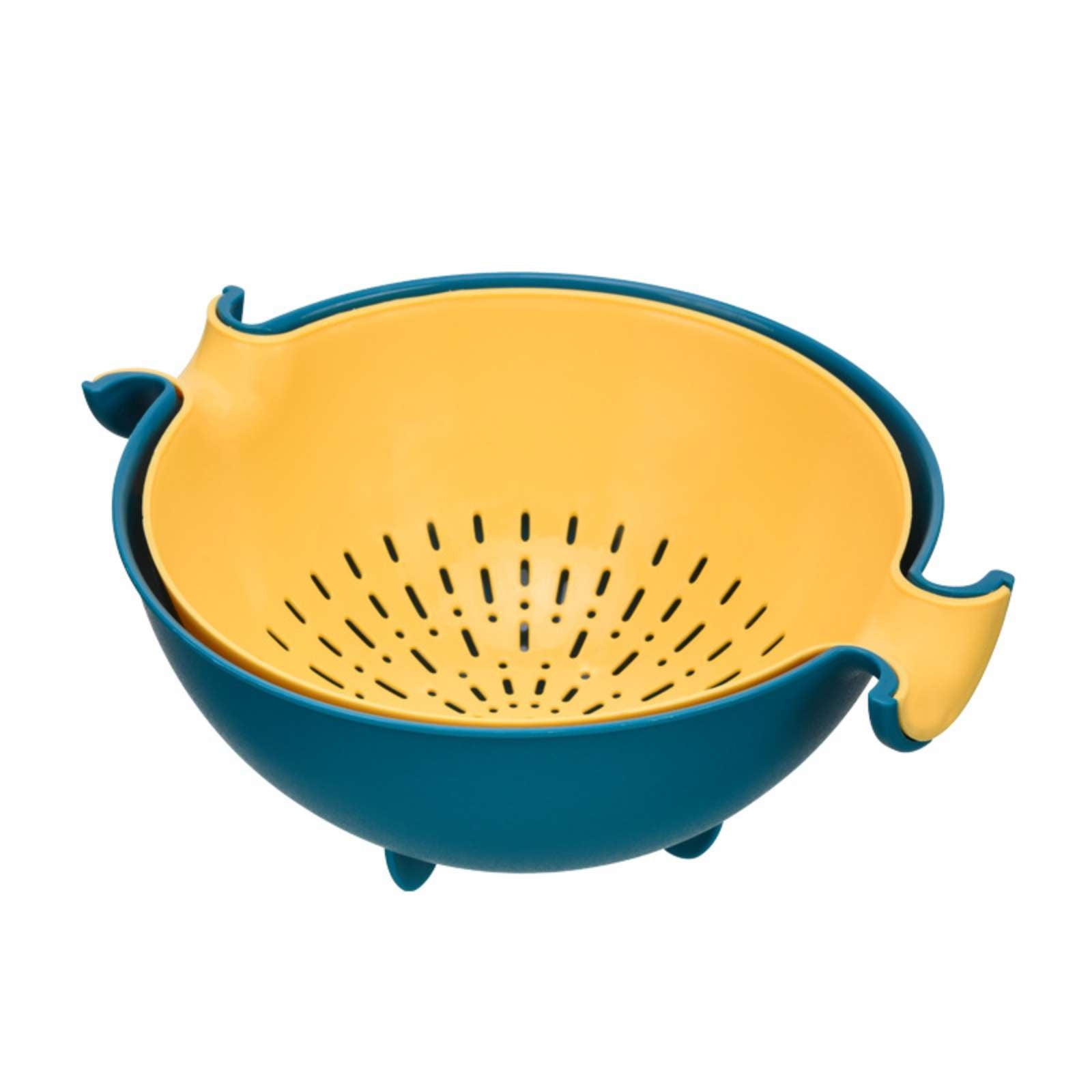Kitchen Washbas Double-Layer Vegetable Fruit Strainer - Rotating Drain Basket, BPA-Free Plastic Colander - View #4