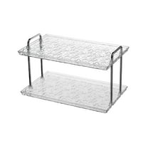 Yonrjhukm 2 Tier Bathroom Countertop Organizer, Transparent Stackable Storage Rack for Vanity and Cosmetics, Durable Plastic Makeup Organizer, Elegant Design for Home or Workplace